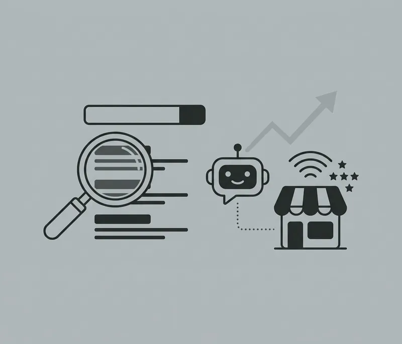 Abstract visual representing search and AI visibility